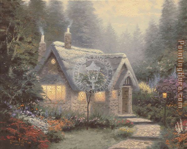 Cedar Nook Cottage painting - Thomas Kinkade Cedar Nook Cottage art painting